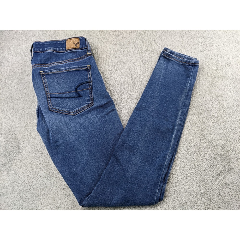 American Eagle‎ Jeggings Womens Sz 2 Super Super Stretch Blue Denim Skinny Jeans